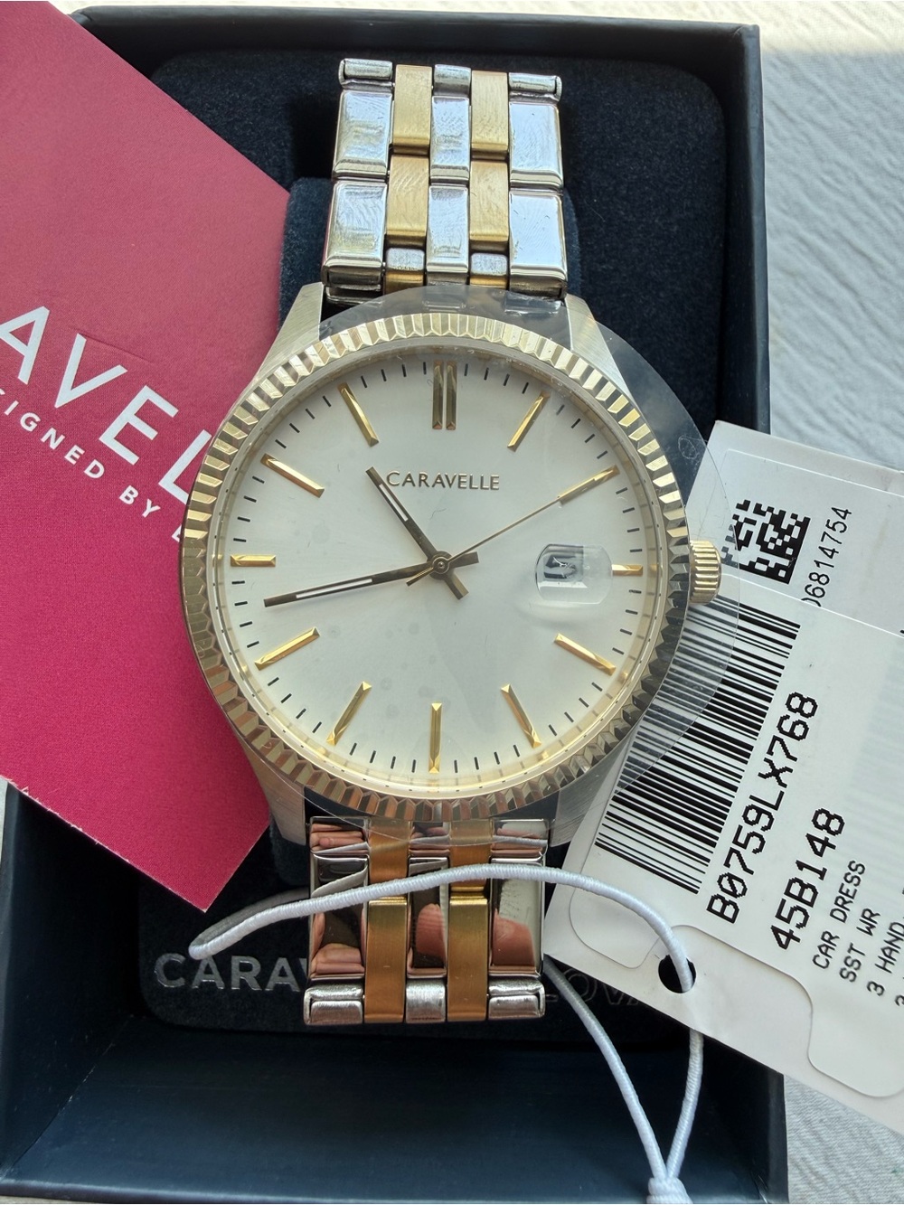 NEW Caravelle By Bulova Datejust 41mm Fluted Bezel Quartz Watch